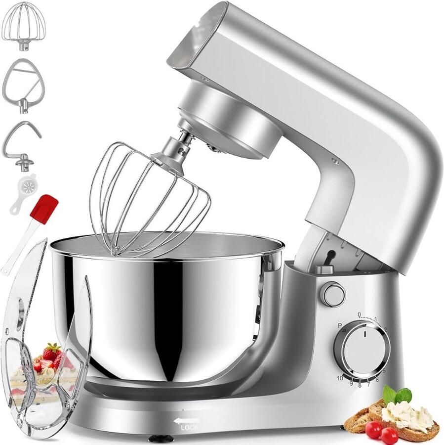 SP Deegmachine Kneedmachine Mixer met Kneedhaak Zilver 37cm x 24cm x 32cm