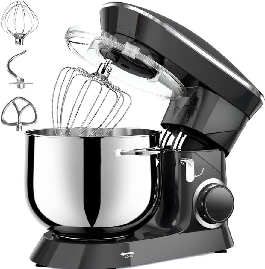 SP Deegmachine Kneedmachine Mixer met Kneedhaak Zwart 42cm x 36cm x 27cm