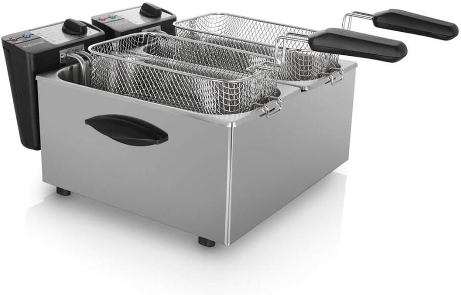 SP Frituurpan Dubbel Frituurpan Koude Zone Friteuse Zilver 33cm x 29cm x 29cm