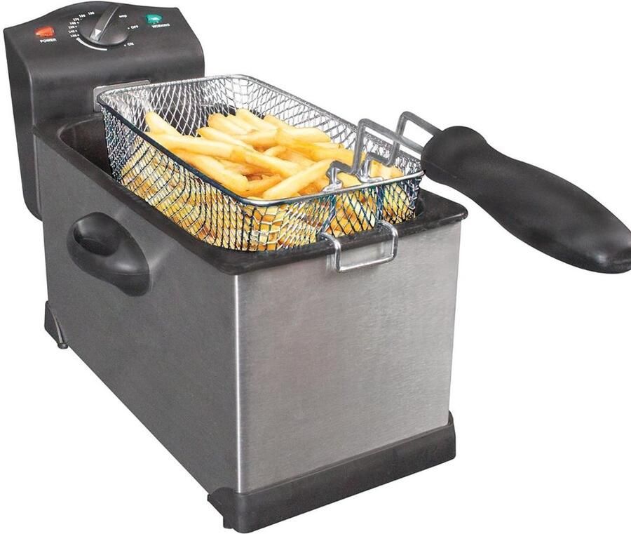 Niva Frituurpan Regelbare Thermostaat Friteuse Zilver 46cm x 27cm x 25cm