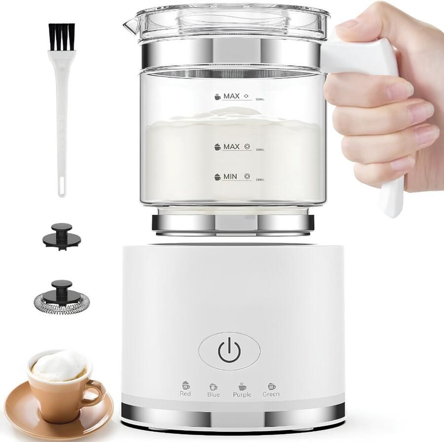 Lìon Melk Opschuimer 500ml Capaciteit Elektrische Melkopschuimer Elektrische melkopschuimer Wit 21cm x 15cm x 15cm
