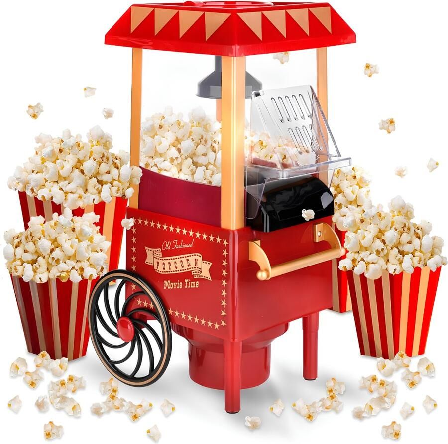 SP Popcorn Machine Capaciteit 0.3L Popcornmaker Retro Elektrische Popcornmachine Rood 42cm x 26cm x 21cm