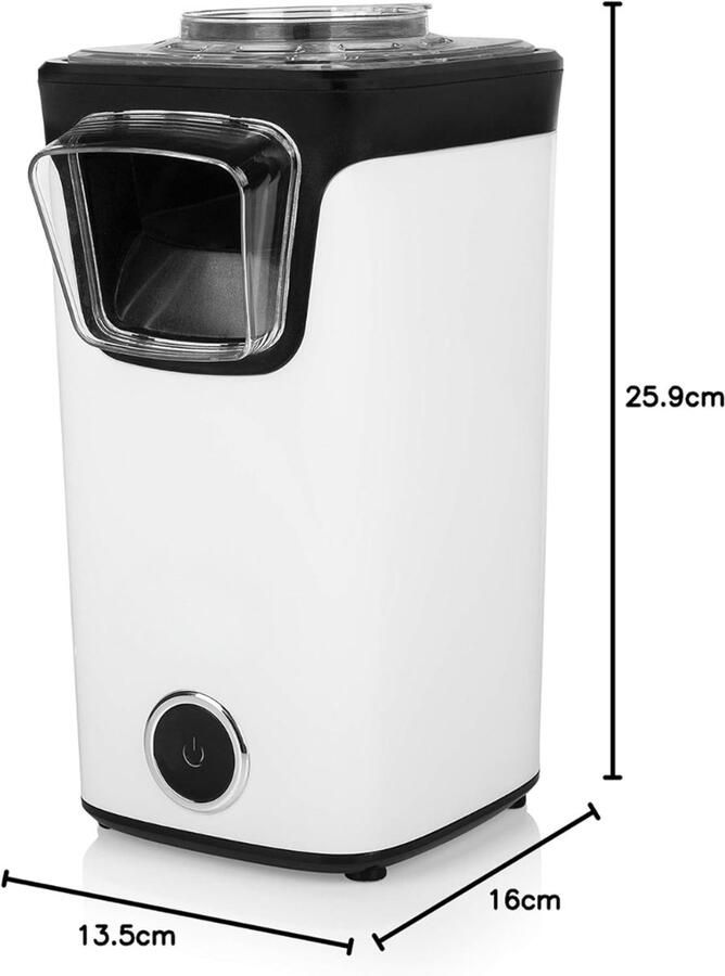 SP Popcorn Machine Inhoud 60g Popcornmaker Maatbeker Inclusief Wit 17cm x 14cm x 25cm