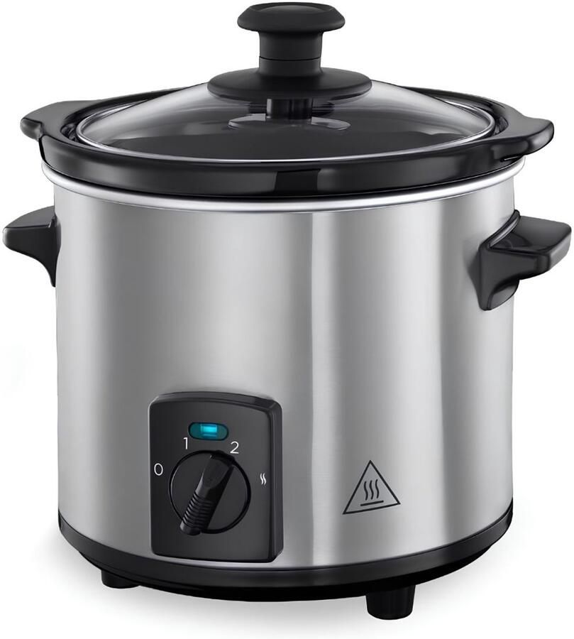 Niva Slowcooker UltraCompact Elektrische Slowcooker – Compacte Slow Cooker voor Eenvoudig Koken Zilver 12cm x 16cm x 2cm