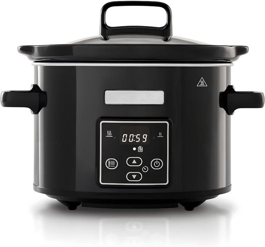 Niva Slowcooker Keramische Binnenpan Warmhoudfunctie Zwart 28cm x 28cm x 21cm
