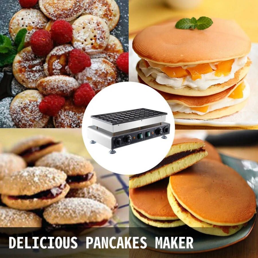 Sparkles & Delight Poffertjesmaker Professionele Poffertjes Bakplaat 50 dops Elektrisch 1700 watt met tools