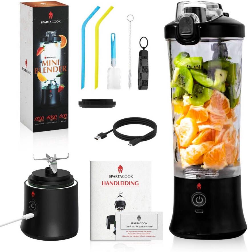 Spartacook Draagbare Blender 600ml – USB Oplaadbaar – Mini – Smoothies & Shakes – Waterdicht & Zelfreinigend – Mini Blender – Smoothie Maker – Blender To Go – Portable blender - Foto 2