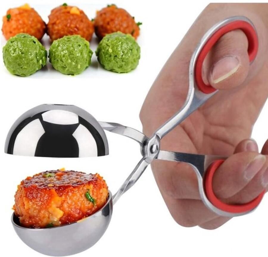 Gehaktbal Maker Roestvrij Staal Antiaanbak Vleesballer Ergonomisch Handvat Rijstballen Maker Koekjesdeeg Maker Veilig en Stevig