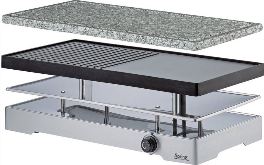SPRING Raclette 8 persoons classic duo aluminium grillplaat graniet