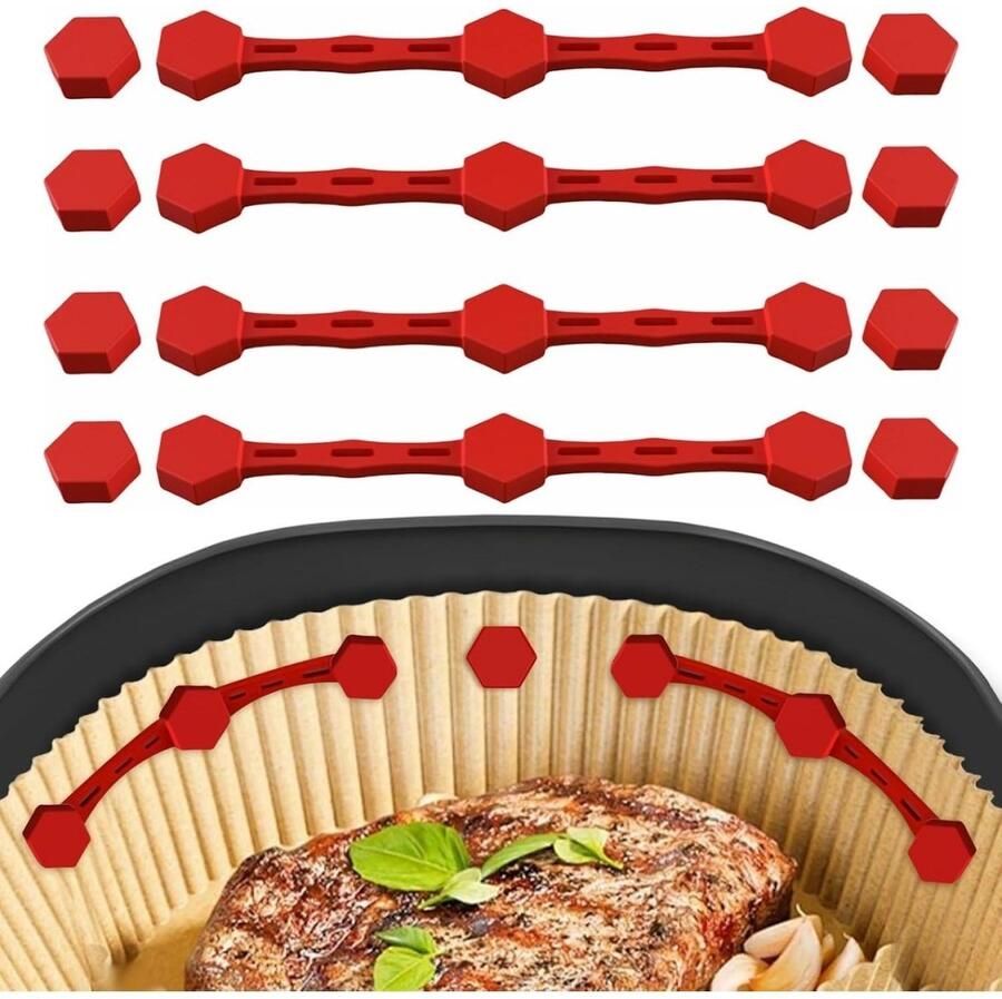 SSTRWGOOD 4 Stuks Siliconen Houders voor Airfryer Magnetische Bevestiging voor Bakpapier 11 8 cm BPA-vrij Hittebestendig Herbruikbaar Geschikt voor Friteusemanden Makkelijk Schoon te Maken