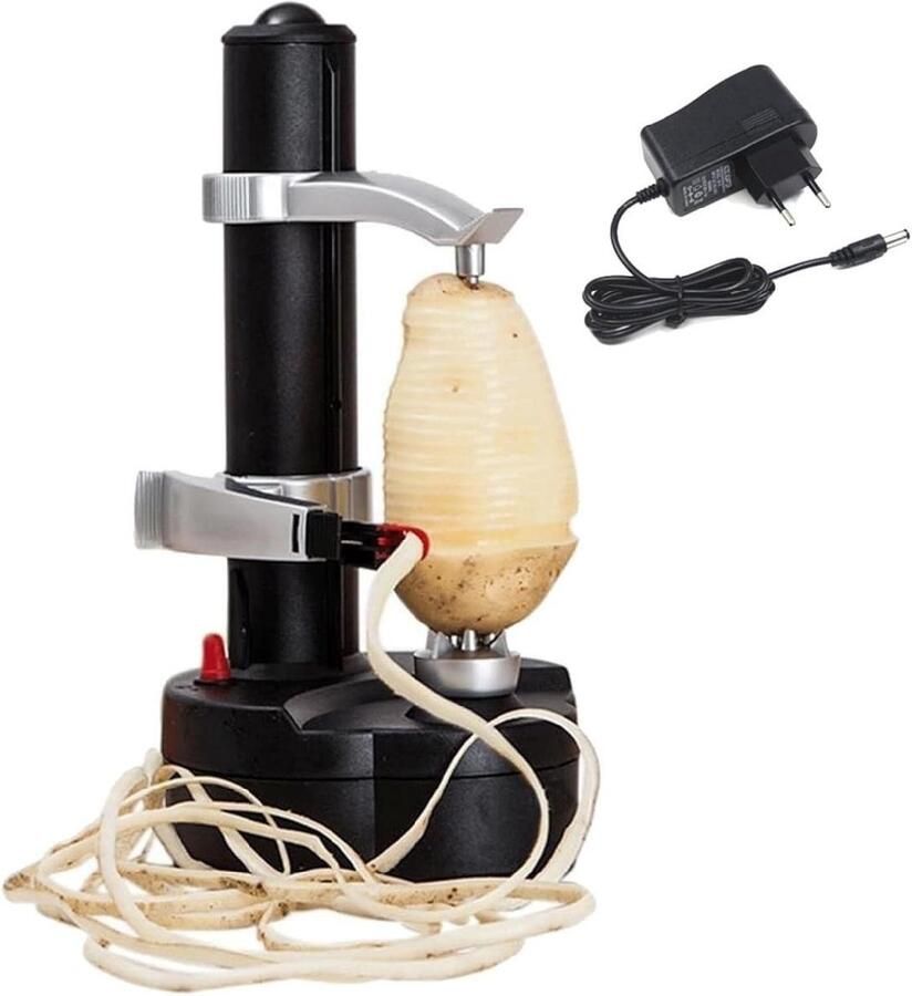 SSTRWGOOD Schilmessen Automatisch Schilapparaat voor Groenten en Fruit Geschikt voor Aardappelen Wortelen en Appels 6 Vervangbare Messen Inclusief Metalen Behuizing Afmetingen 14x14x29cm