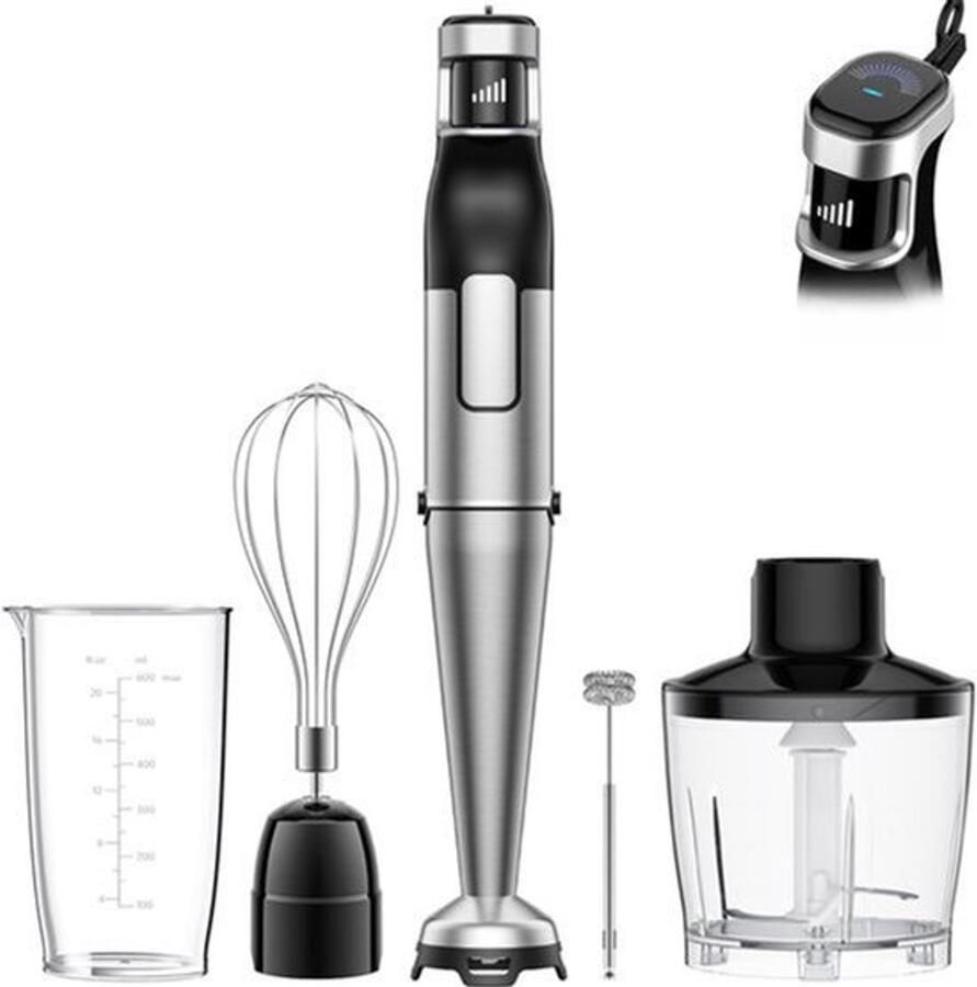 Staafmixer 5-in-1 Zwart 1100 W Vermogen 600 ml Inhoud Roestvrij Staal Elektrisch Met Snoer Dompelblender