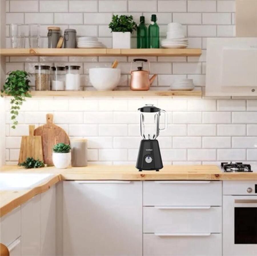 Staafmixer 800 W 6 messen van roestvrij staal en glazen kan met 1 5 l inhoud 2 snelheden met pulsfunctie