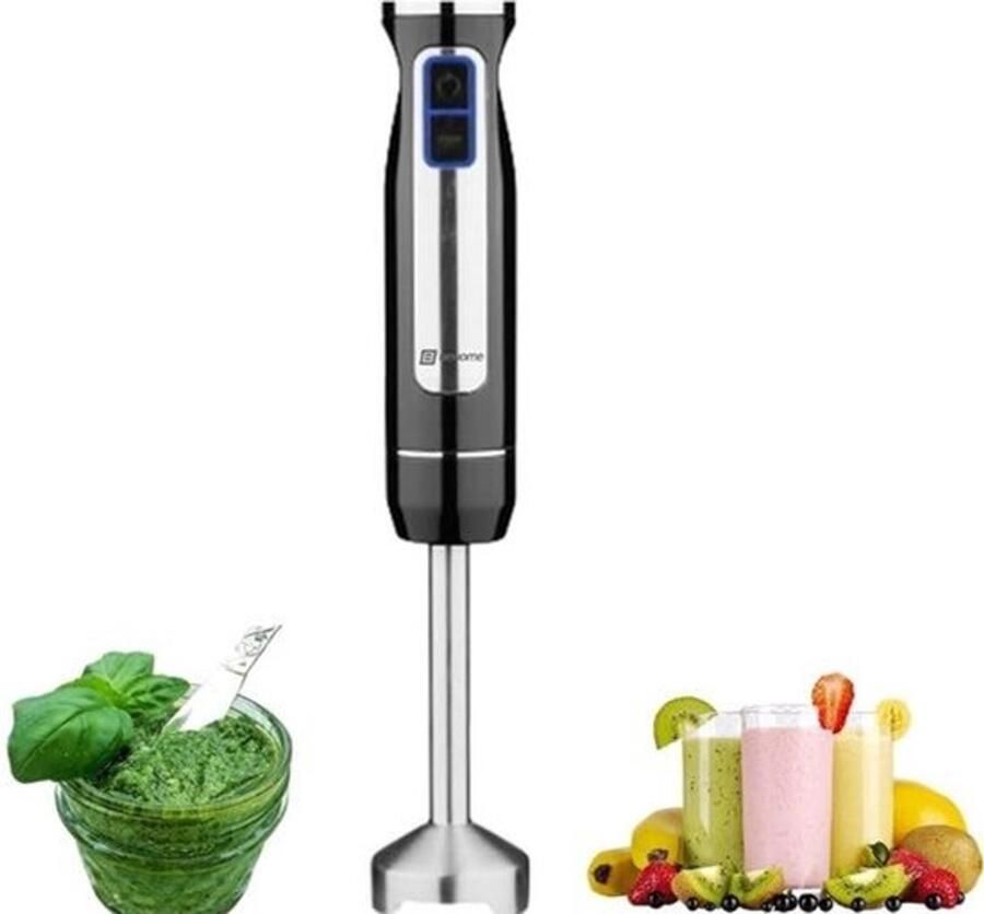 Staafmixer van roestvrij staal 800 W Minipimer zwart 8 snelheden met LED-licht