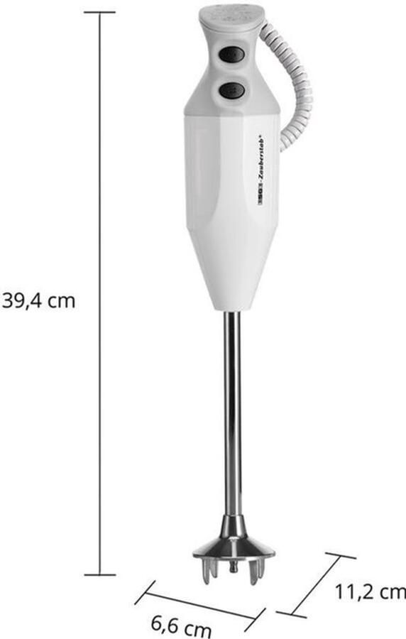 Staafmixer Wit Grijs Met Deegmes Accessoire 17000 RPM Kunststof Behuizing Elektrisch Met Snoer Mixen Keukenhulpmiddel