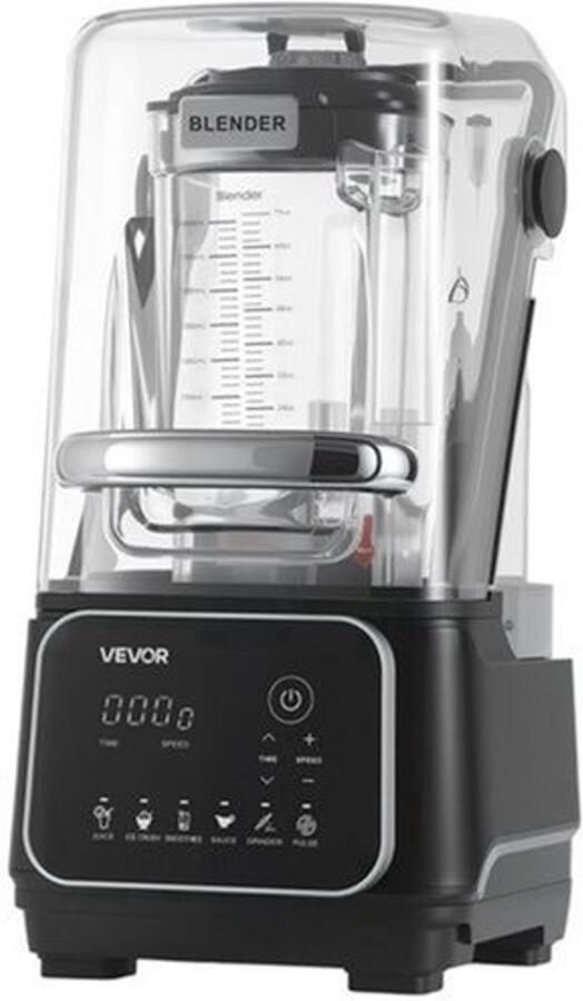 Staande Blender 2200 W Vermogen 2 Liter Inhoud Zwart Smoothie Mixer