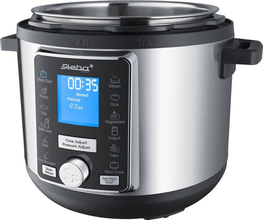 Steba DD3 Smart Multicooker 12 kookfuncties 6 liter Snelkookpan Slow Cooker Rijstkoker Stomer Voedselverwarmer Sauteren Yoghurtmaker