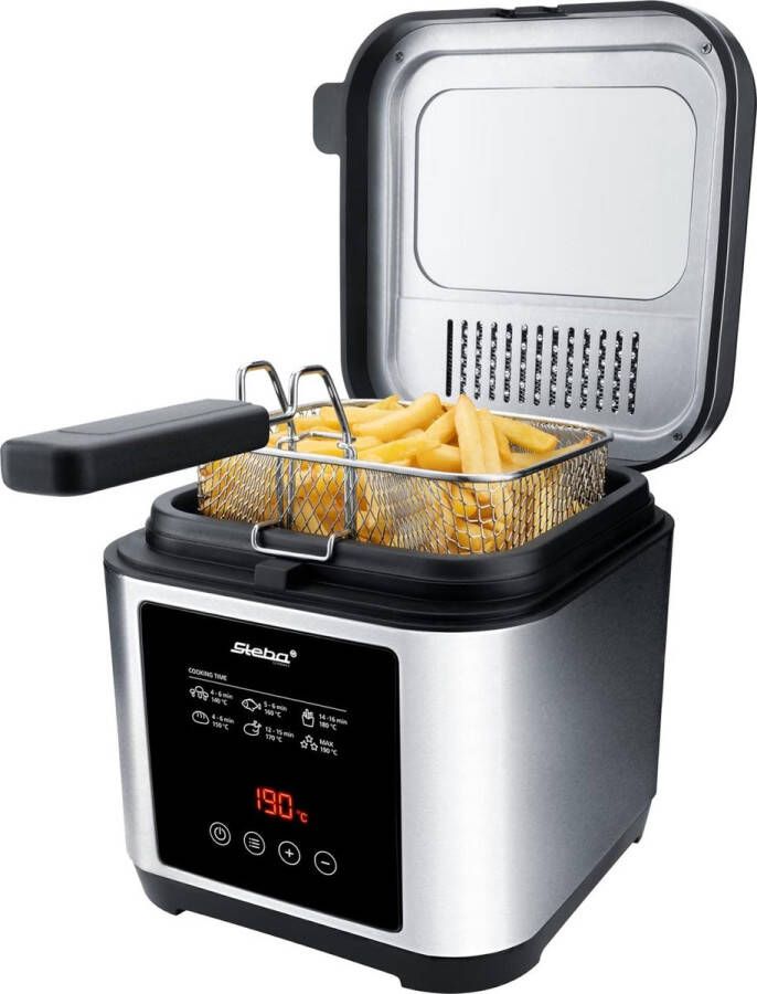 Steba DF150 Frituurpan friteuse 2 5 liter 1200 Watt 800 gram timer XXL kijkvenster Anti reukfilter