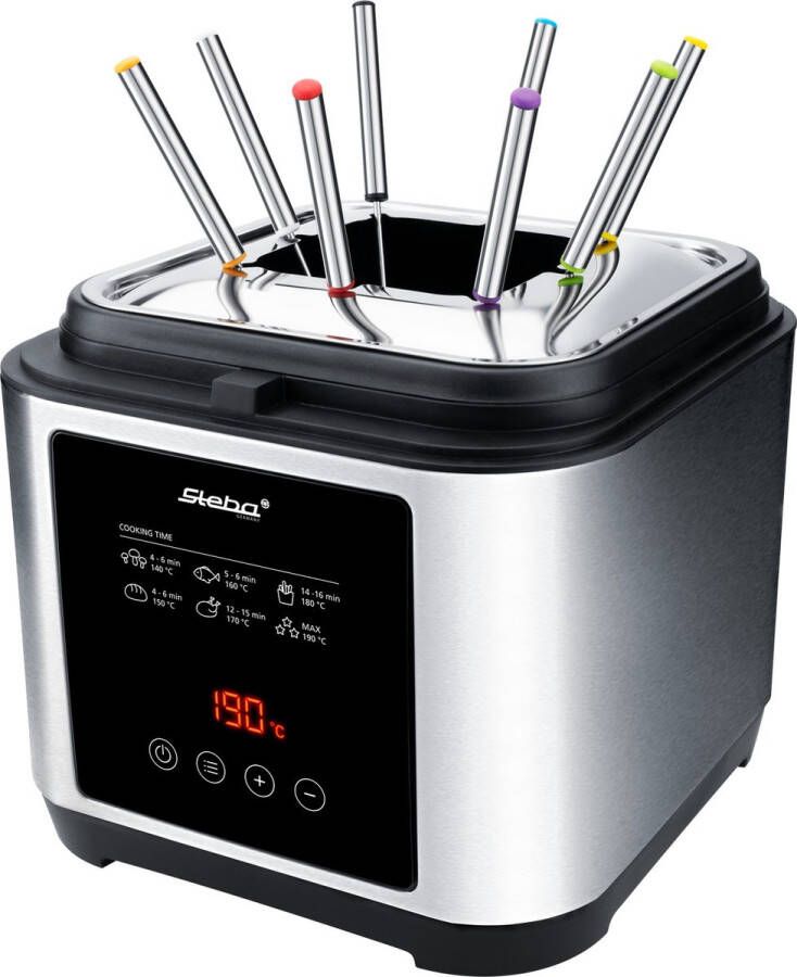 Steba DF150F 2-in-1 Frituurpan en fonduepan 2 5 liter 8 fonduevorken RVS - Foto 2