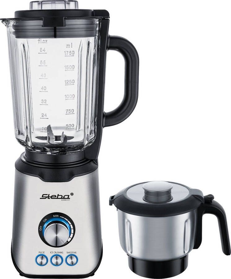 Steba MX4Plus Blender 1200 Watt 1 75 Liter -3 programma's incl glazen kan & RVS beker RVS - Foto 2