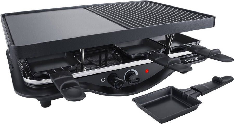 Steba RC28 Gourmetset tweezijdige grillplaat Grill oppervlakte met grillpatroon en gladde zone 8 personen 1400 Watt