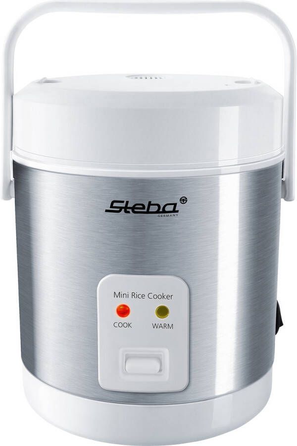 Steba RK4M Mini Rijstkoker 0 9 liter inhoud tot 3 kopjes handgreep warmhoudfunctie BPA vrij Wit RVS