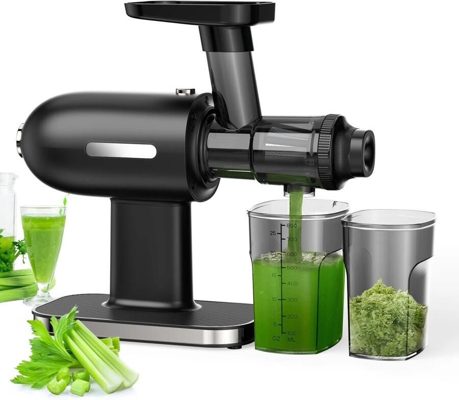 Stervia Slowjuicer Sapcentrifuge Persmachine 800 ml BPA vrij Inclusief Schoonmaakborstel Zwart 37 x 13 x 33 cm
