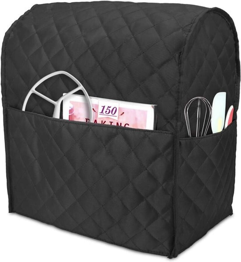Stofhoes voor keukenmachine en extra accessoires (geschikt voor 4 3 l en 4 8 l keukenmachine) zwart gewatteerd