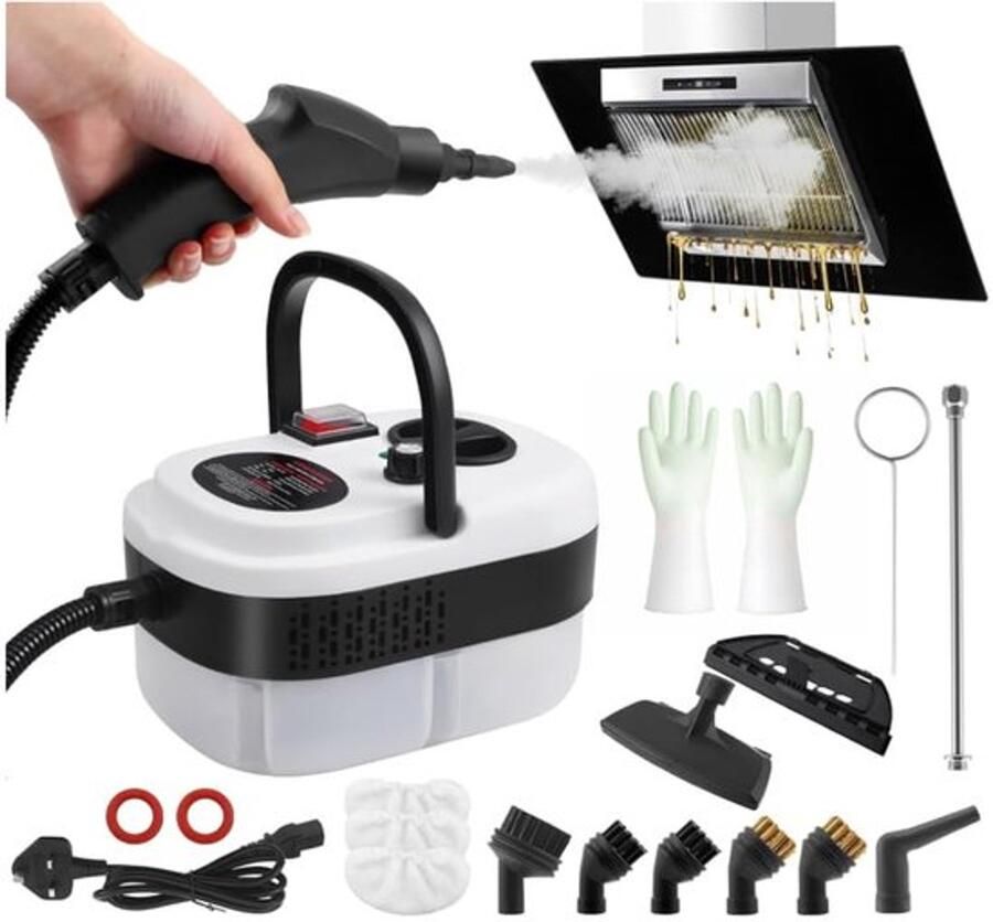 Stoomreiniger handapparaat 2500 W draagbare stoomreiniger voor het reinigen snelle autostoomreiniger voor opwarmen multifunctionele stoomreiniger voor thuis grill met 6 stoomstanden