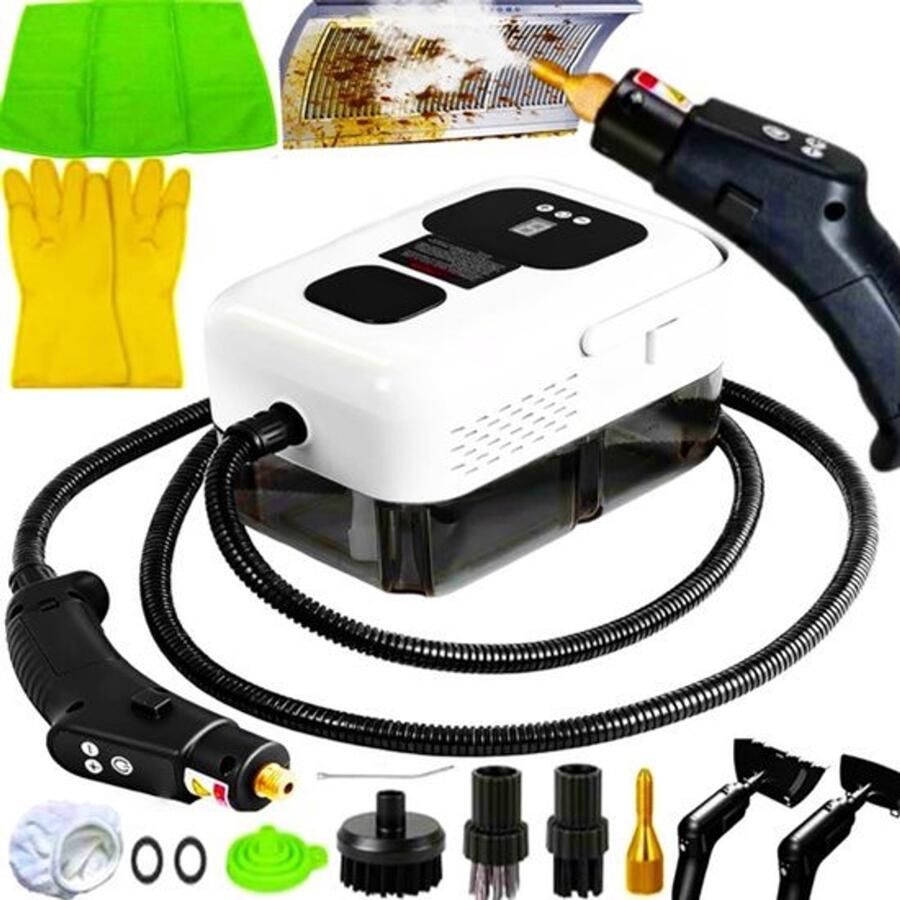 Stoomreiniger met reinigingssets 9 garde-aanpassing draagbare stoomreiniger handheld intelligent CNC-scherm 2500W 15S opwarmen voor badkamer keuken raam auto vloer gordijnen