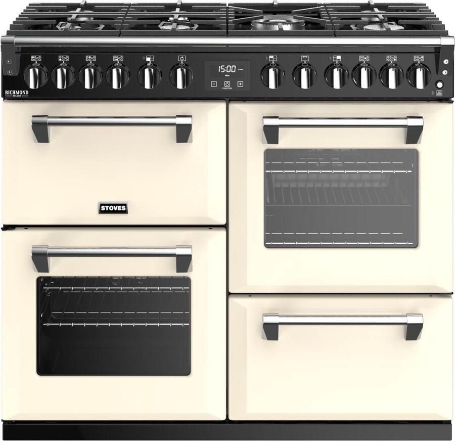 Stoves Richmond S1000 DF Deluxe Range-fornuis Gaskookplaat Zwart Crème A