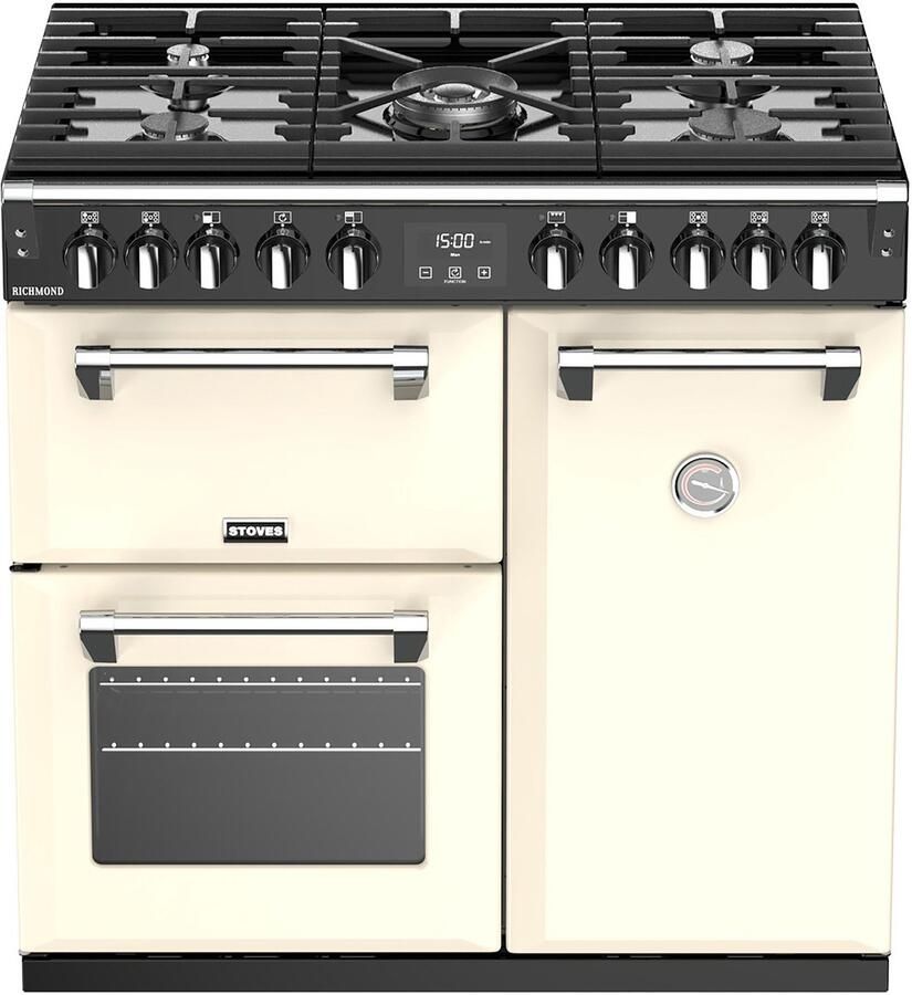 Stoves Richmond S900 DF Range-fornuis Electrisch Gaskookplaat Zwart Crème