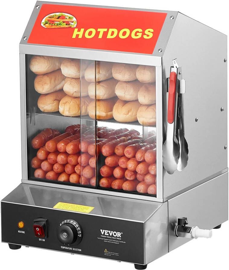 Studio Lyma Hotdogmachine Hotdogmaker 30-85°C 1200 Watt Verwarming met stoom Tot 40 broodjes en 175 hotdogs