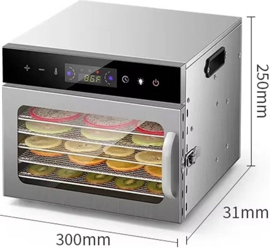 Studio Lyma Voedseldroger Droogoven Dehyrator 6 laags RVS 30-90 °C