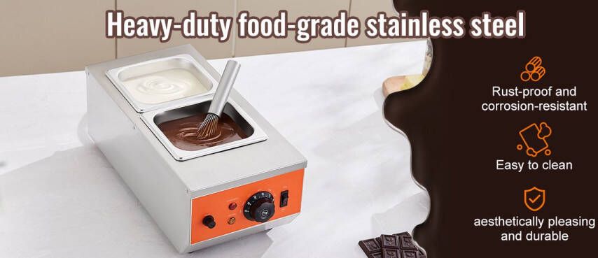 Succebuy Elektrische Chocolade Tempereermachine – 2 Tanken – Professionele Smeltkroes (Roestvrijstaal 800W)