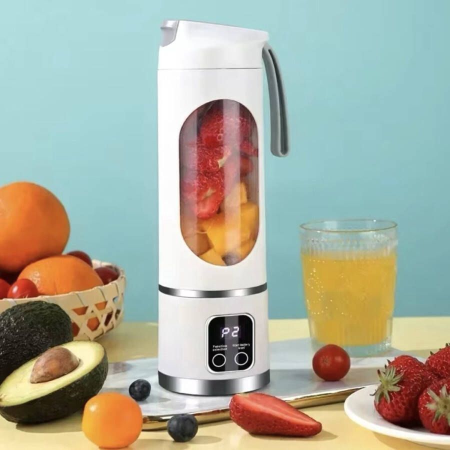 SunBuddy Blender To Go Draagbare 450ml Juicer Blender met 12 Bladen in Wit USB-Oplaadbaar IJsbreker en Smoothie Cup voor Onderweg
