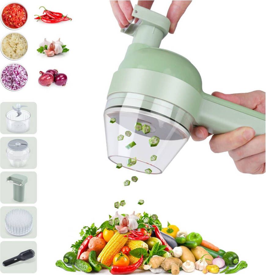 Super Store 4 in 1 Elektrisch Hakmolen Elektrische Groentesnijder Elektrische Schoonmaakborstel IJscrusher Vaatwasbestendig USB oplaadbaar Mini Portable Chopper Blender Keukenmachine Draadloos Babyvoeding blender