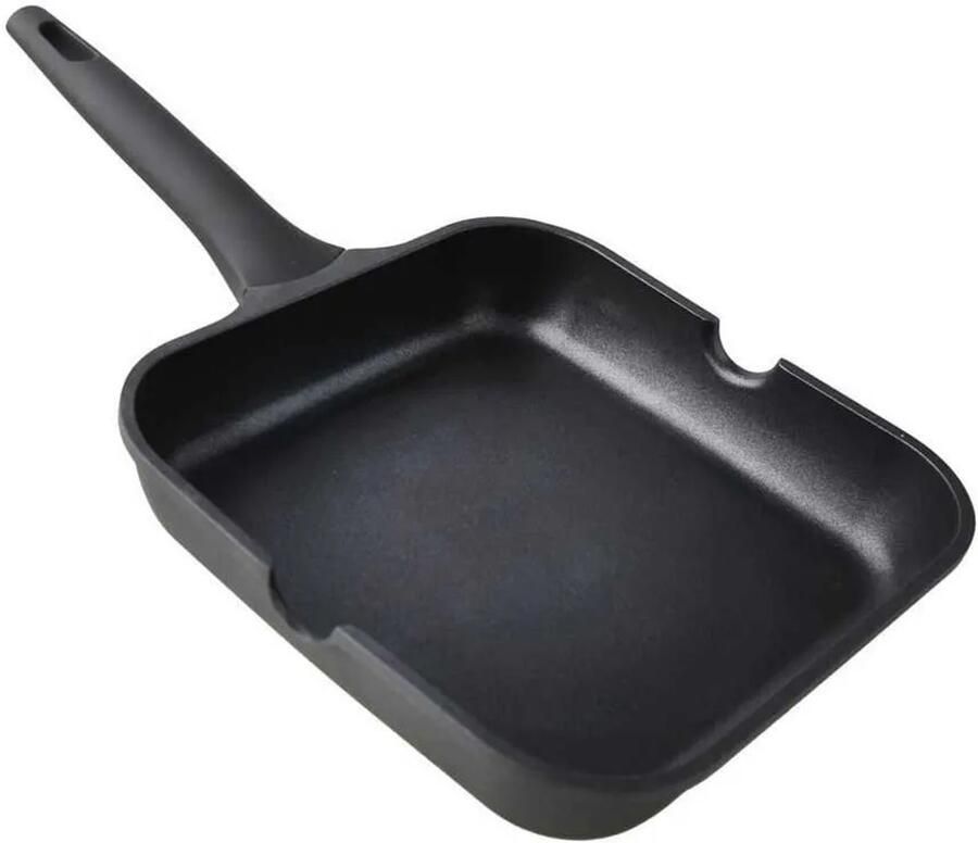 Supreme Gegoten Aluminium Grill Met Glad Vast Xylan Handvat 28 Cm Zilver