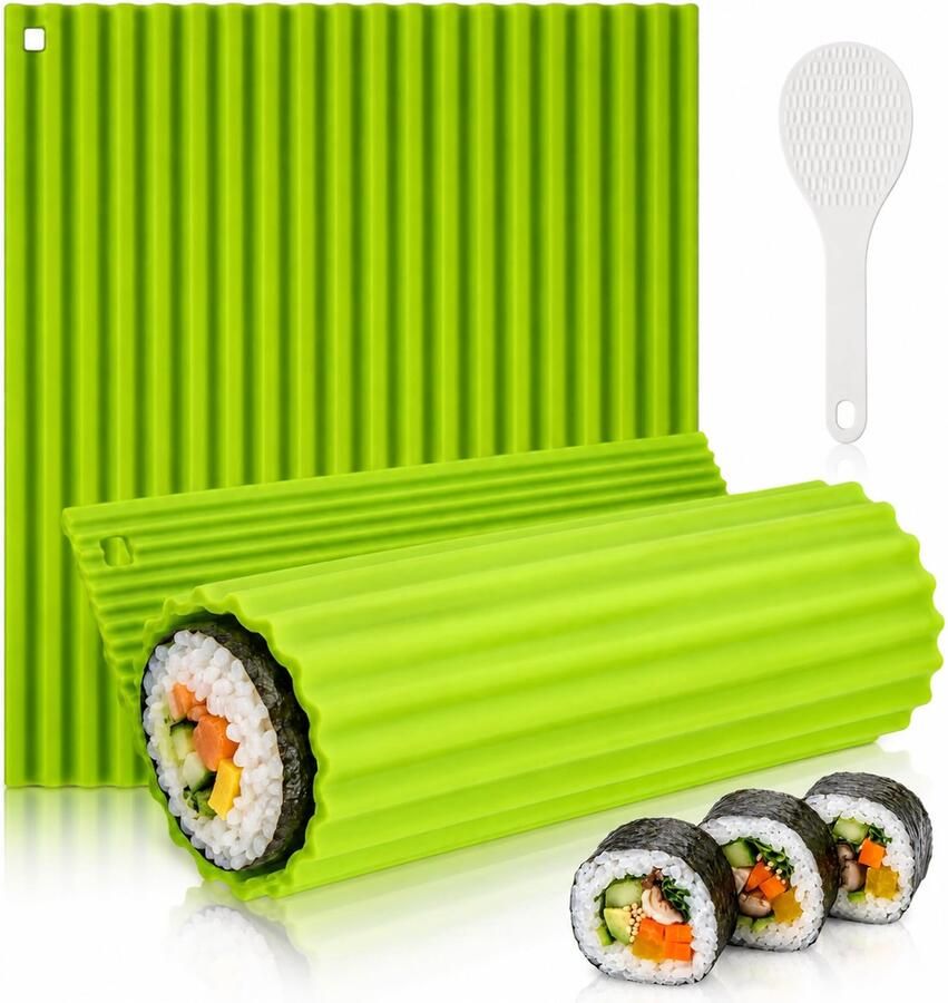 Sushiset met 2 matten en rijstlepel Siliconen 22 x 20 cm