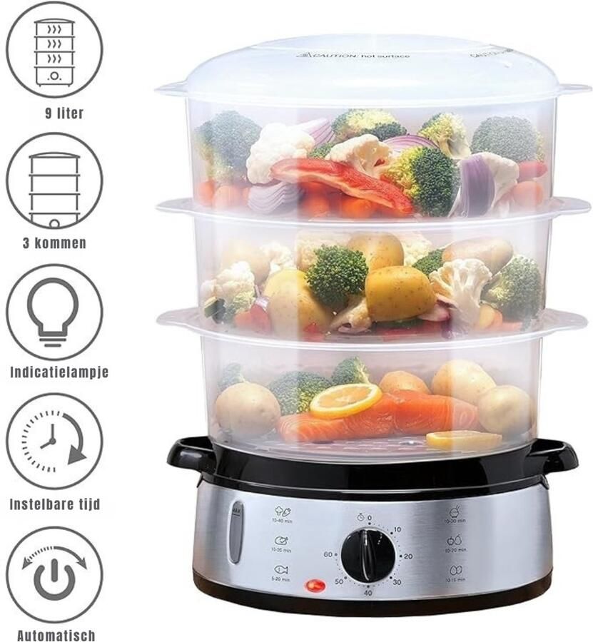 SVN Stoomkoker Stoomkokers Stoompan Grijs 24cm x 31cm x 43cm