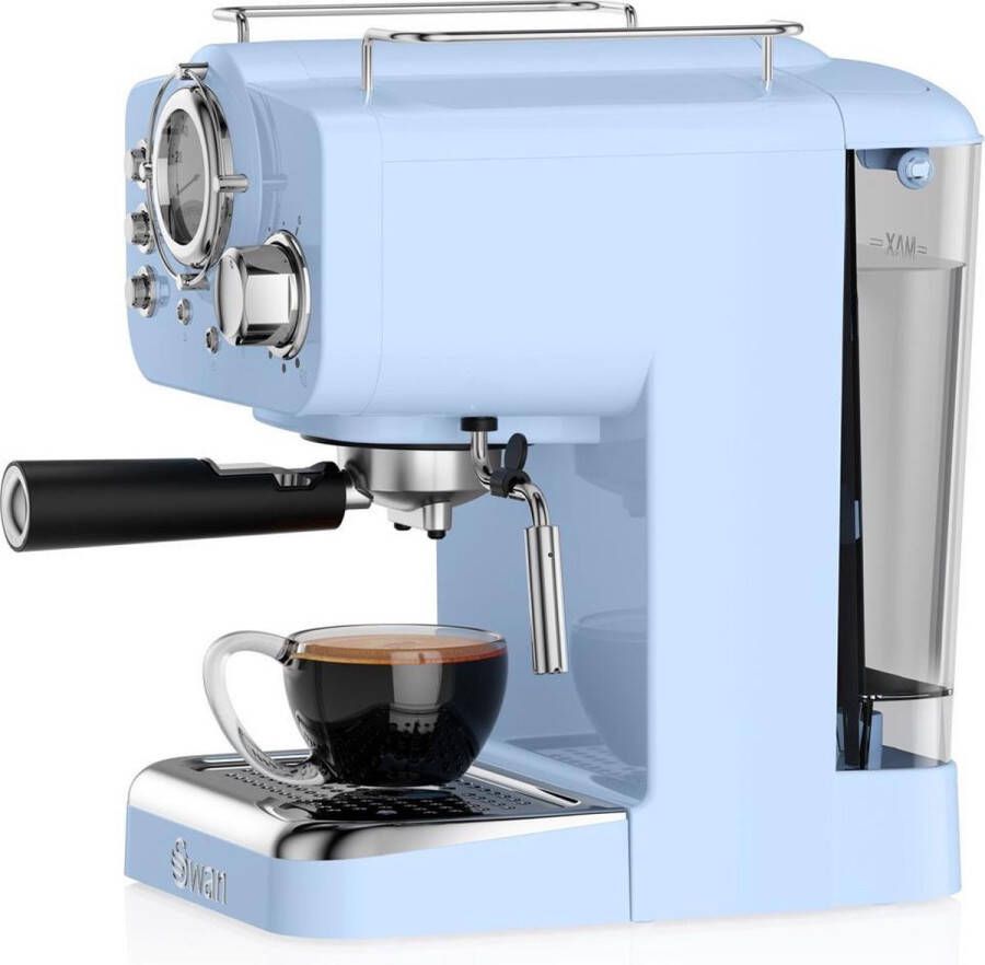 Swan Retro Espressomachine Blauw 15 bar -met stoompijpje - Foto 2