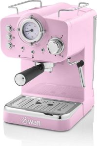 Swan Retro Espressomachine – Gemalen Koffie & Pads – Met Melkopschuimer – Roze