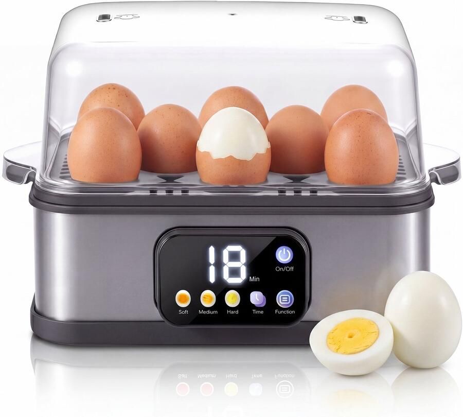 SwayTosh Eierkoker Eggcellent-X800 LCD Scherm Tot 8 Eieren Tegelijk Kookprogramma's