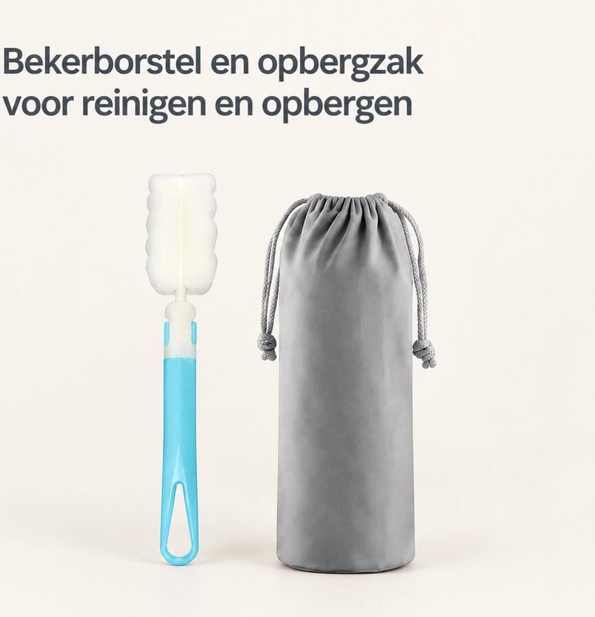 SWGOTA Draagbare elektrische waterkoker 500 ml wit 304 RVS binnenreservoir klapdeksel 4 temperatuurstanden digitaal display 220 V met borstel en opbergzak