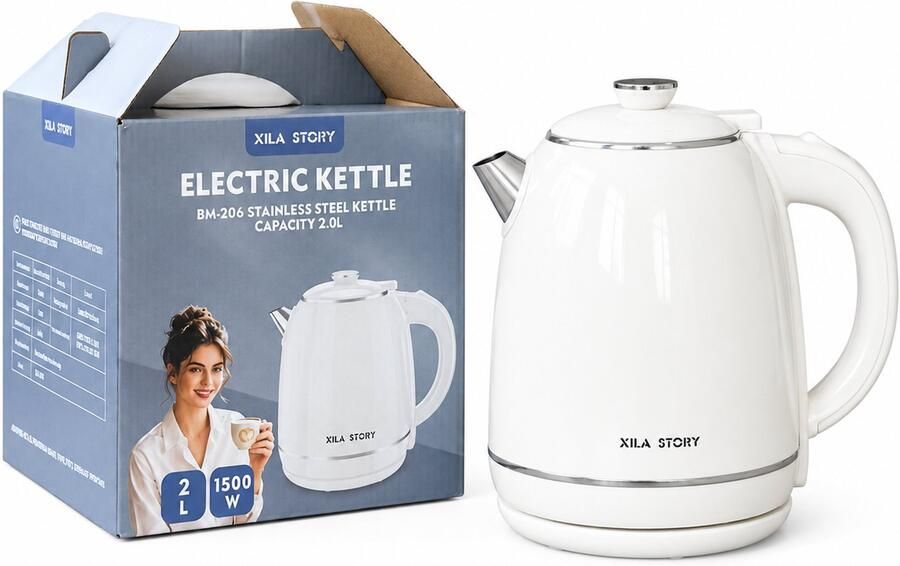 SWGOTA Retro waterkoker 2.0L met automatische uitschakeling 360 graden voet en zijhandgreep inclusief handleiding