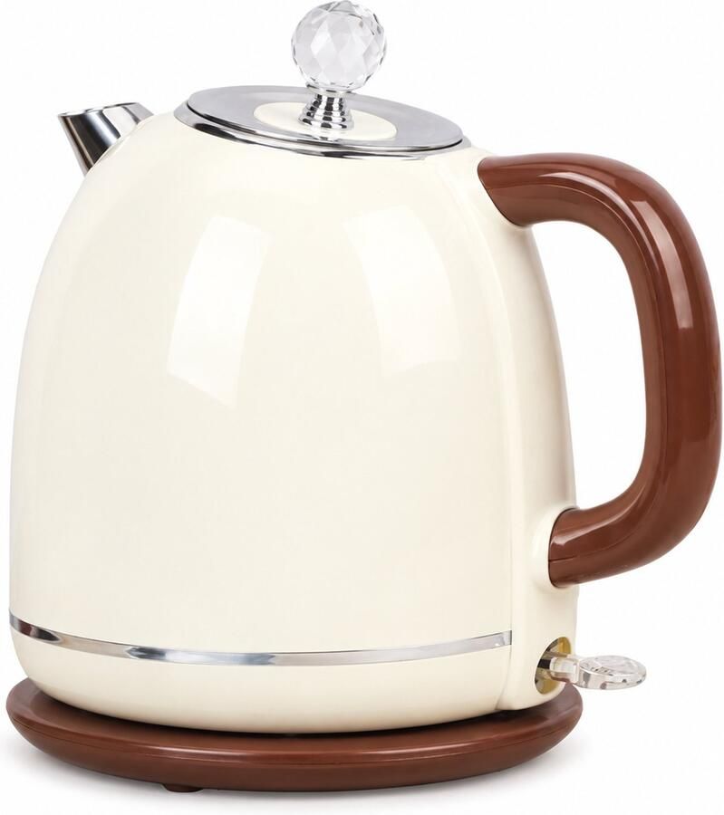 SWGOTA Retro waterkoker crème 1 8 l dubbelwandig met 304 roestvrij staal automatische uitschakeling 360 graden voet met handleiding