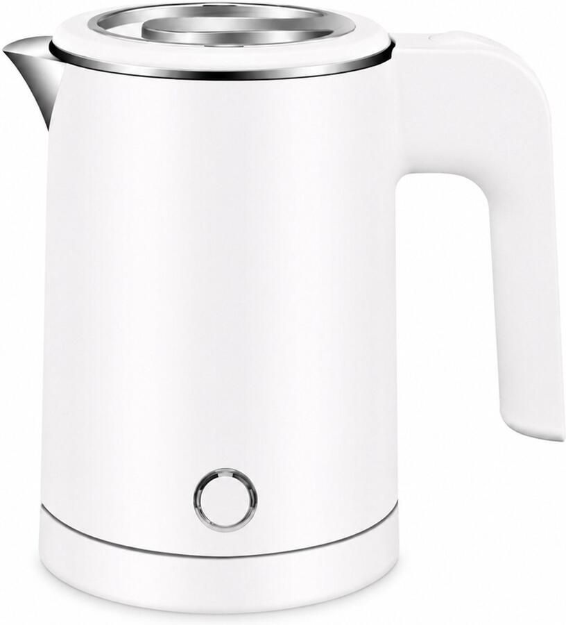 SWGOTA Witte roestvrijstalen waterkoker inhoud minder dan 1 liter dubbelwandig knopbediening en 360 graden-basis voor thuis