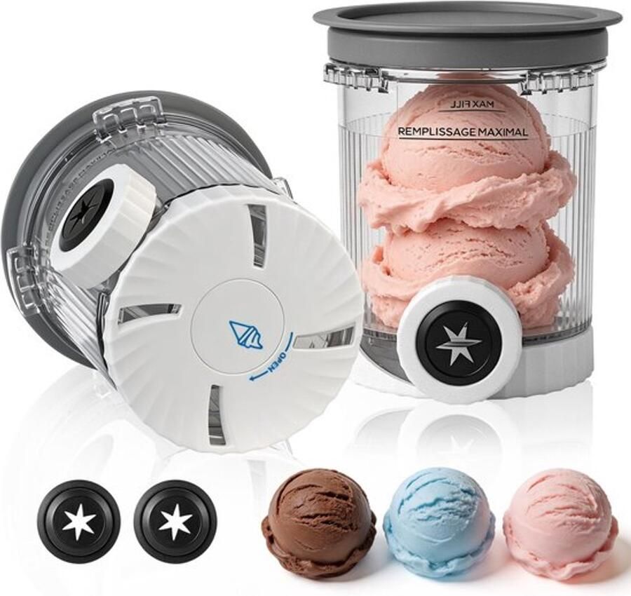 Swirl Containers 2 stuks 480 ml grijs compatibel met Swirl NC700 & NC701 container met deksel en uitloopstukken ijsmachine accessoires
