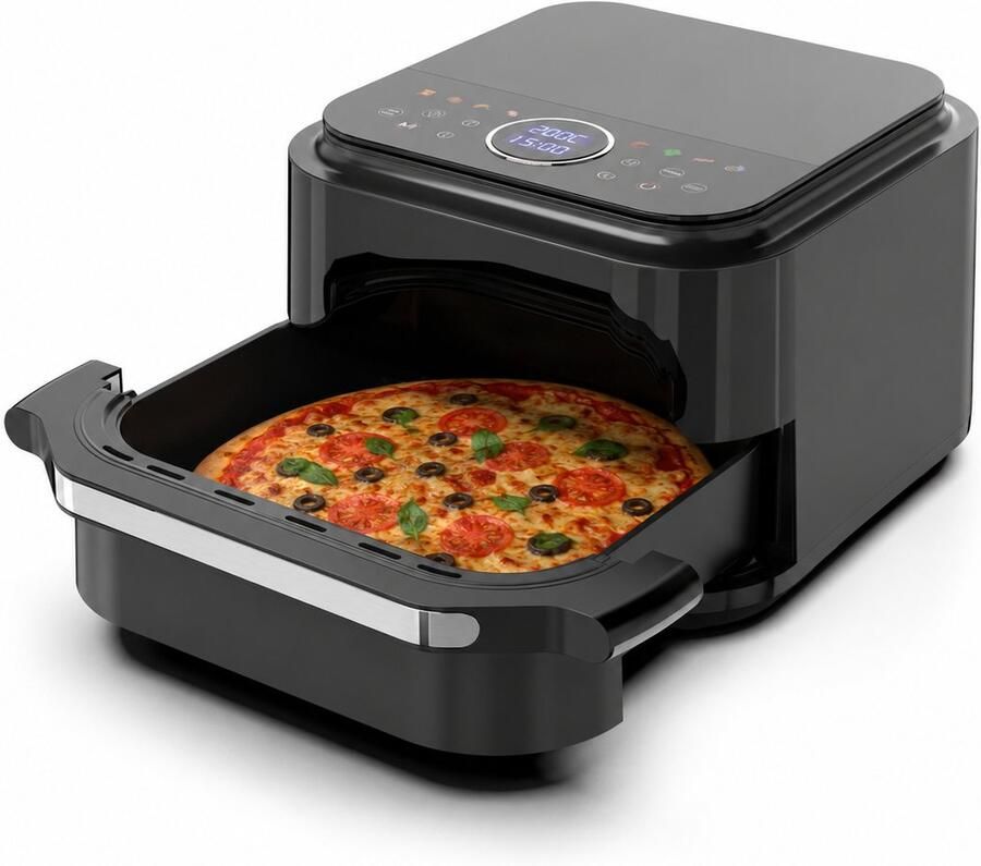Swiss Haus AFP23 Airfryer XXL 5.5L – 2000W – 10” Pizza Air Fryer – 40-230°C – 10 Programma s – PFAS Vrij – Zwart