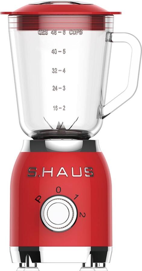 Swiss Haus BL1915 Blender – 1.5L Glazen Kan 2 Snelheden + Pulse Functie 600W Smoothie Maker – Retro Design Veiligheidsschakelaar – Vaatwasmachine Bestendig – Rood